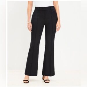 LOFT Sutton Pintucked Curvy Petite Black Flare Trousers